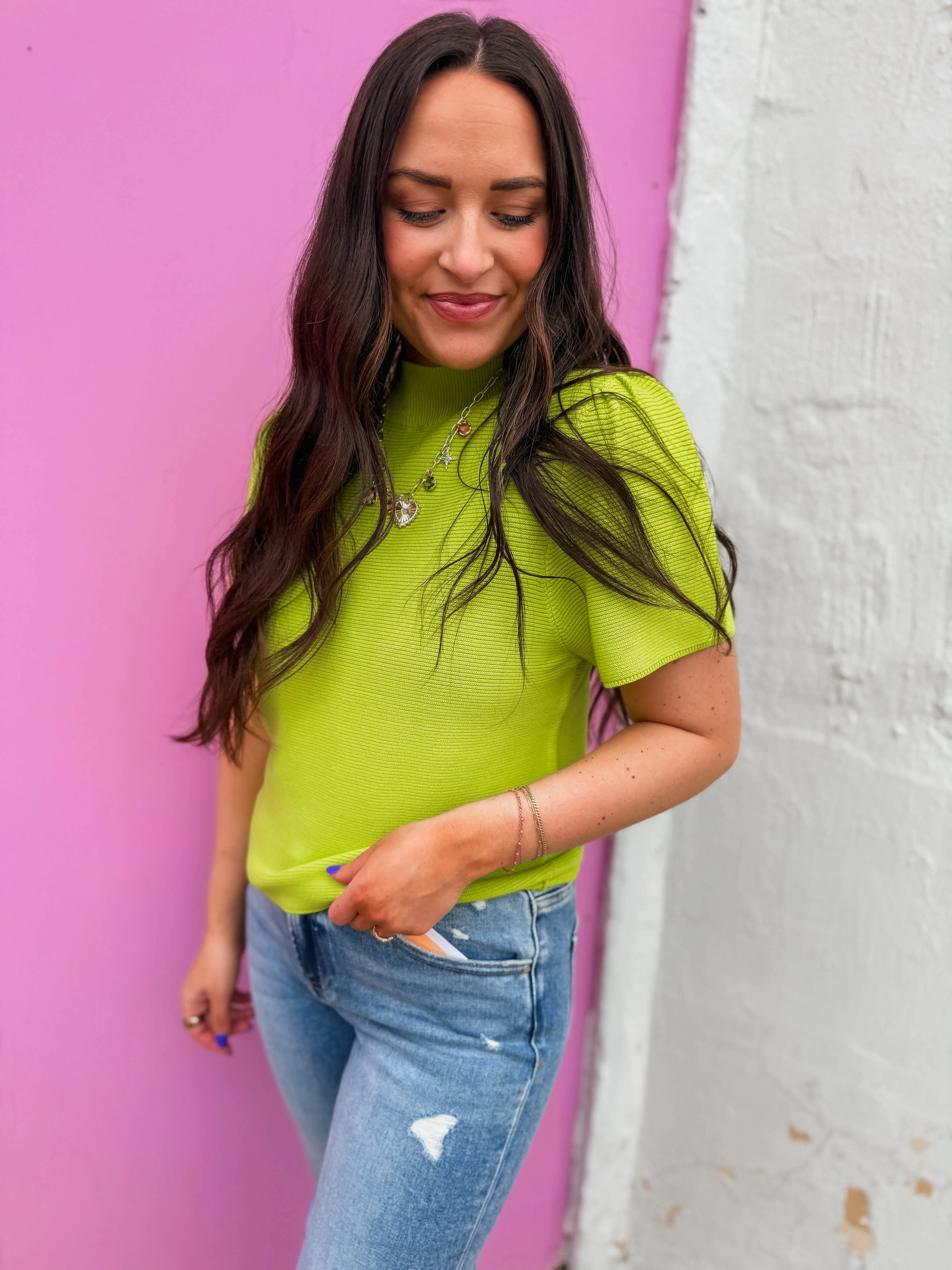 Tiffany Knit Top-Lime - Image 5