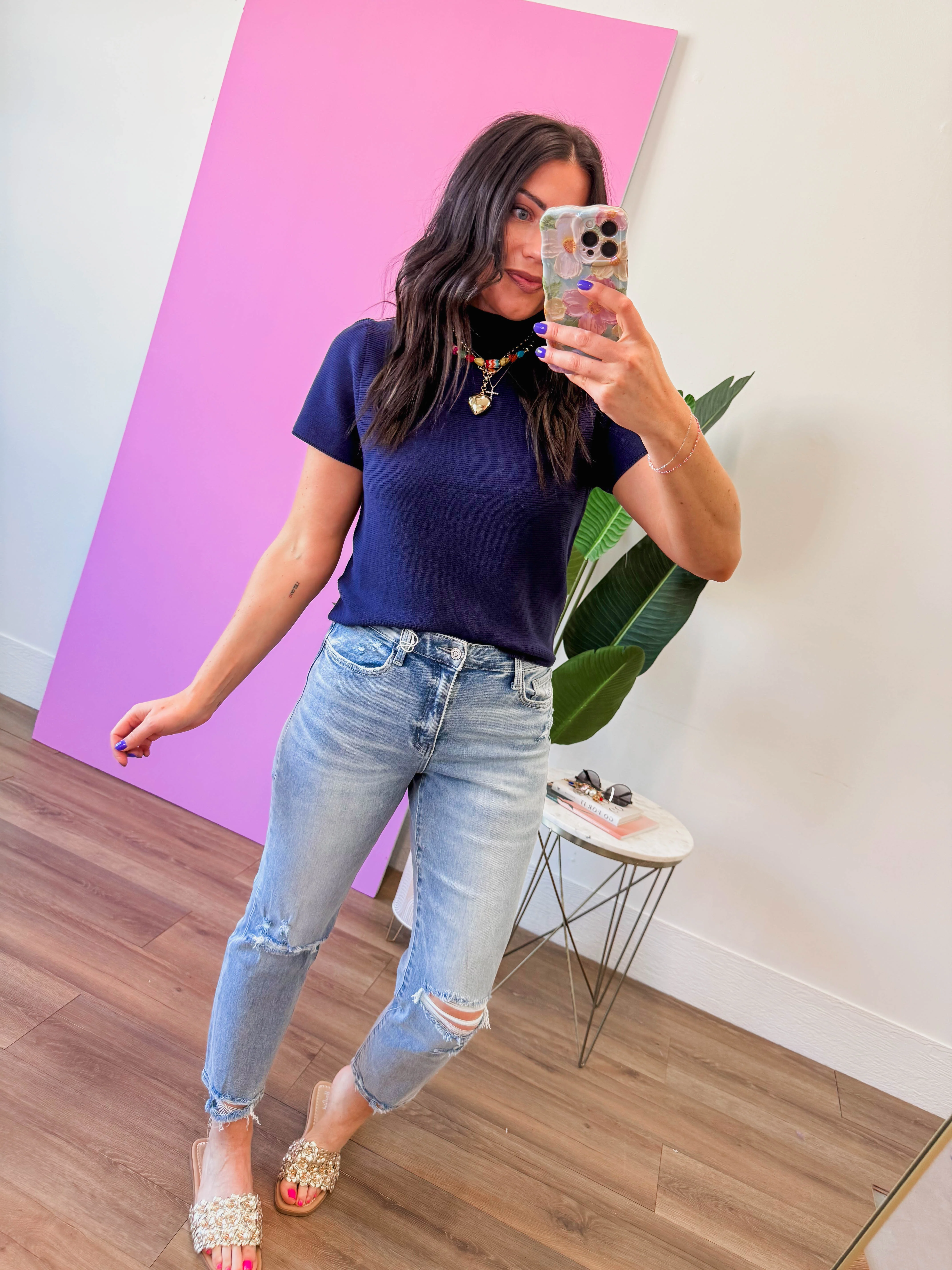 Tiffany Knit Top-Navy - Image 10