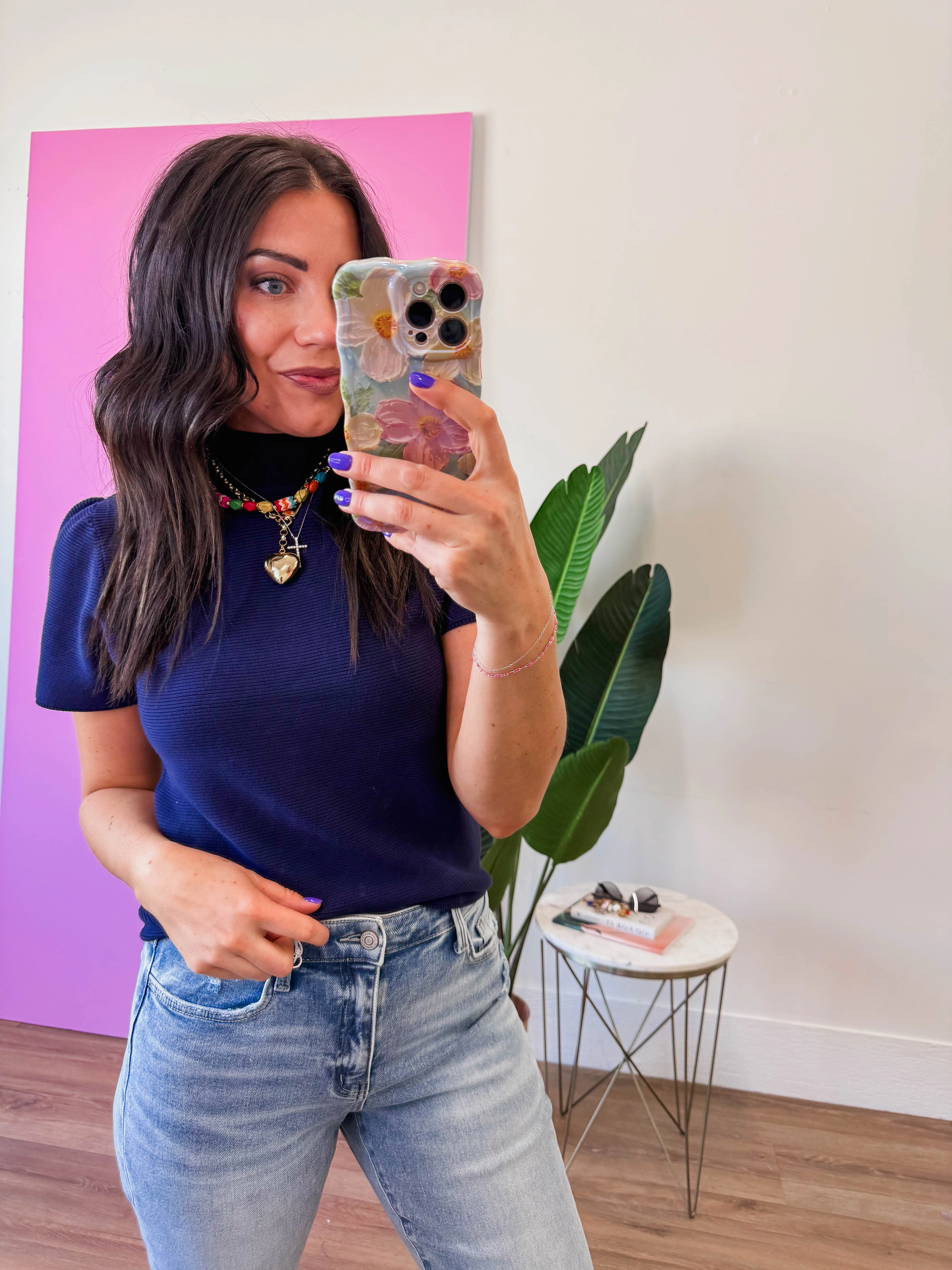 Tiffany Knit Top-Navy - Image 3
