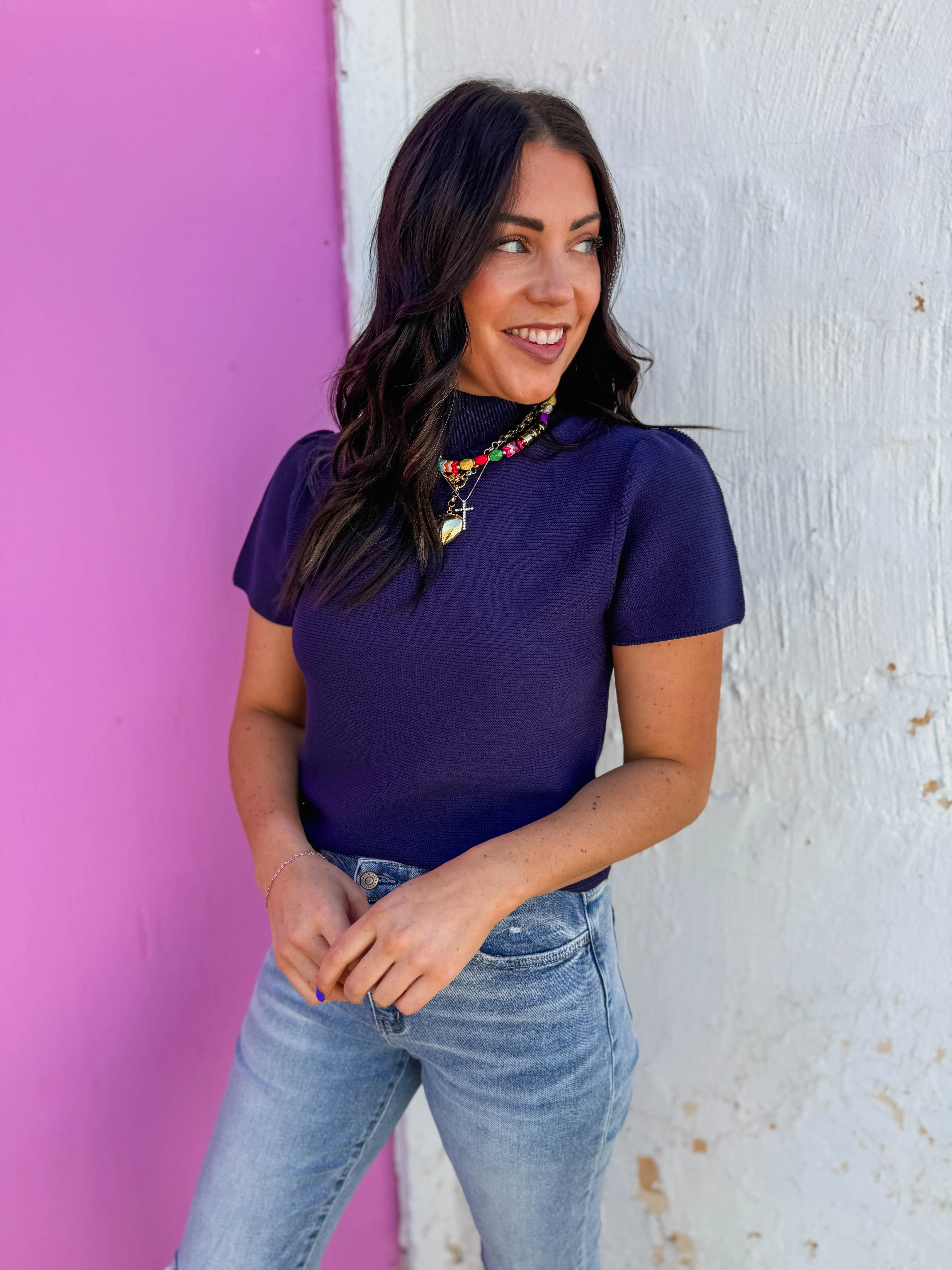 Tiffany Knit Top-Navy - Image 4