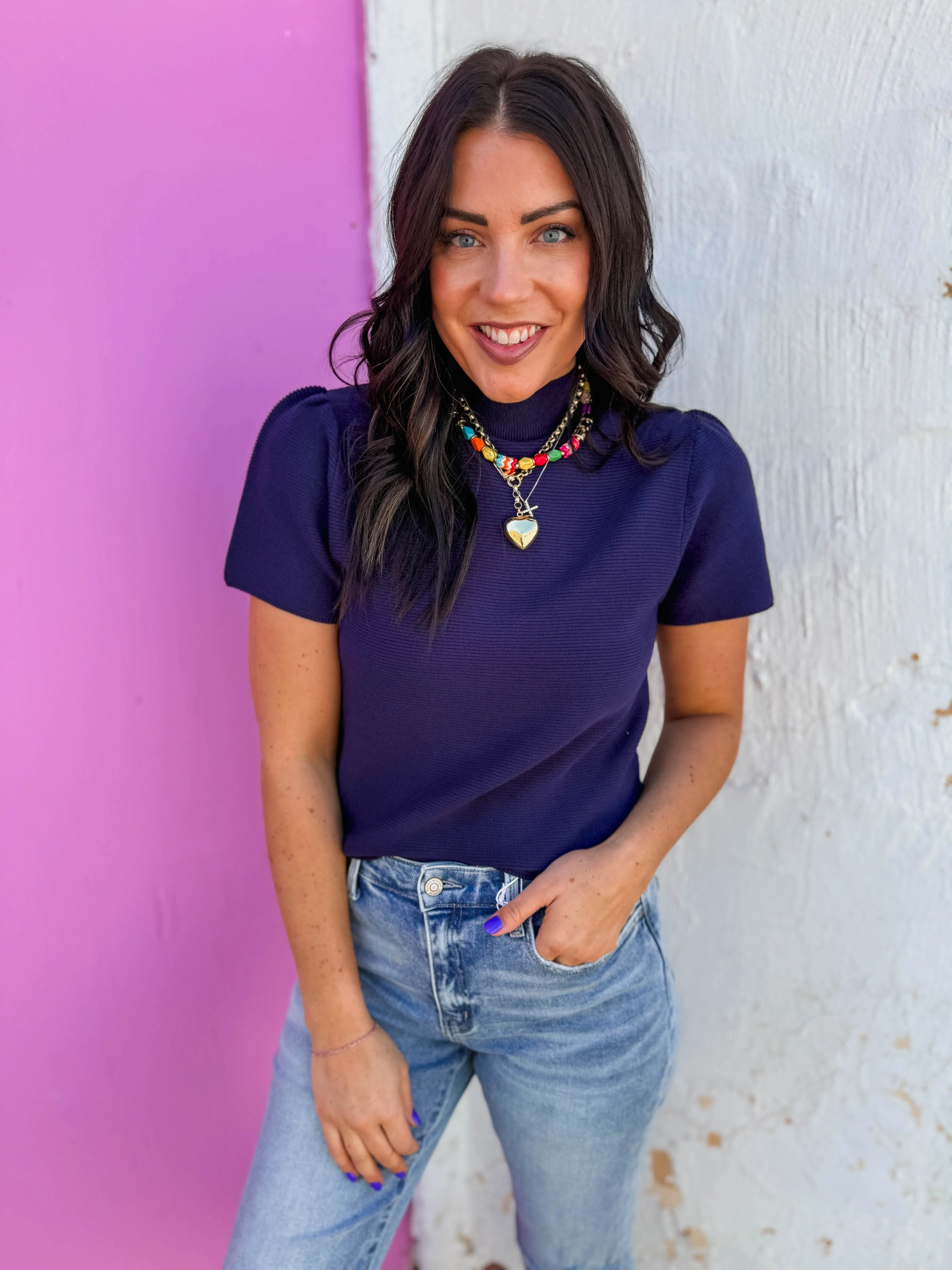 Tiffany Knit Top-Navy - Image 5
