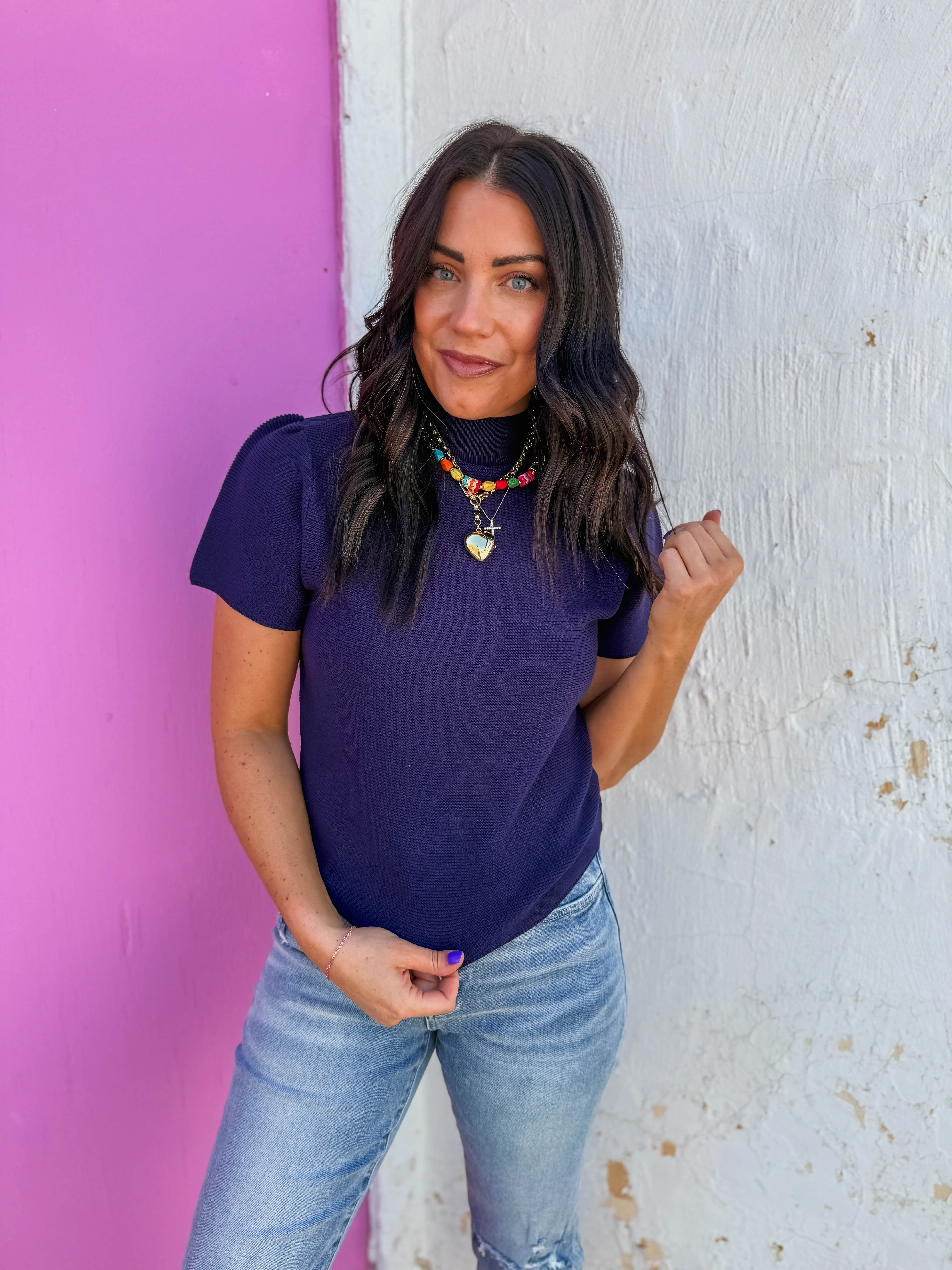 Tiffany Knit Top-Navy - Image 6