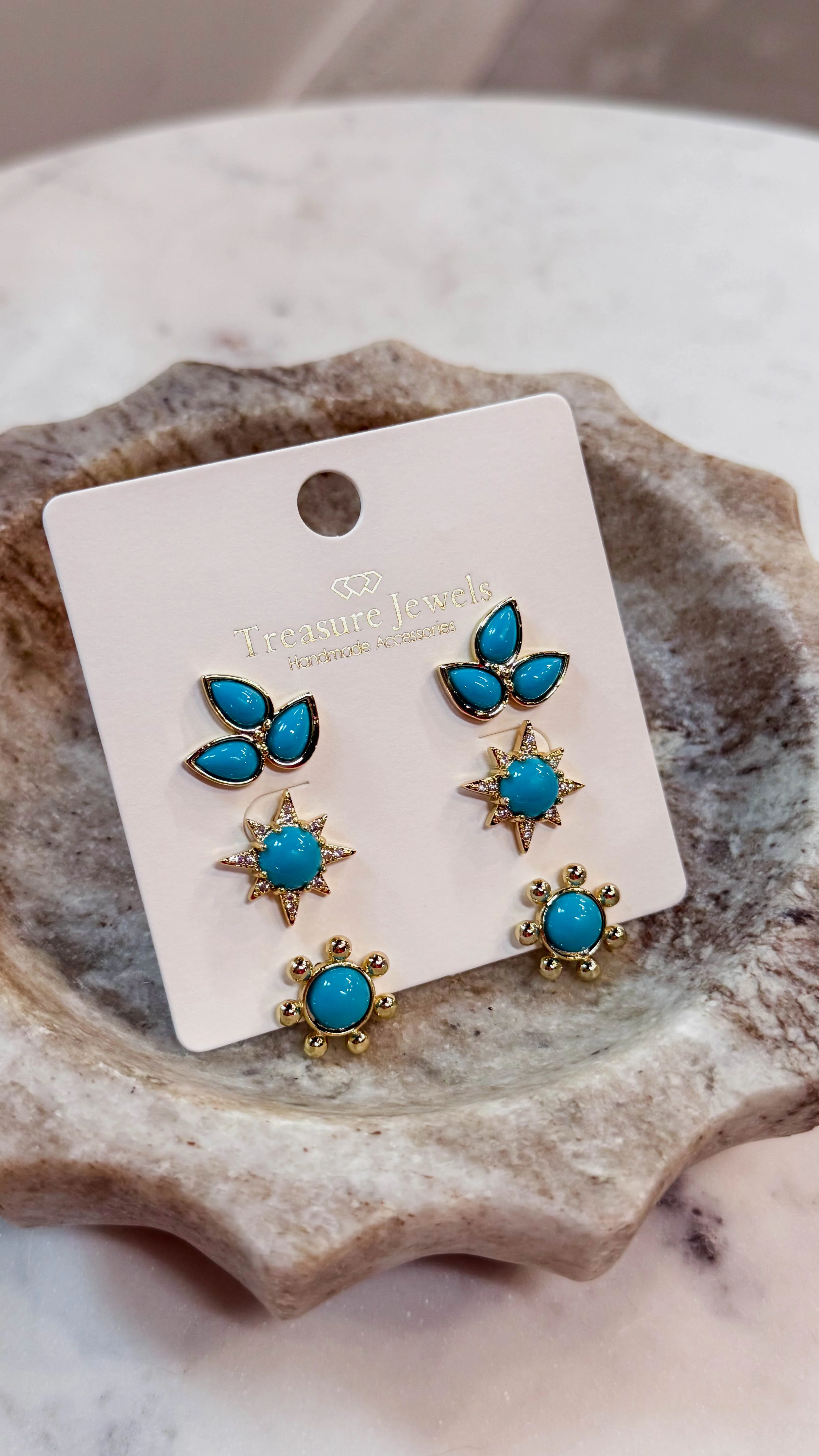Triple Studs-Turquoise - Image 2