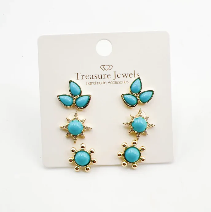 Triple Studs-Turquoise - Image 3