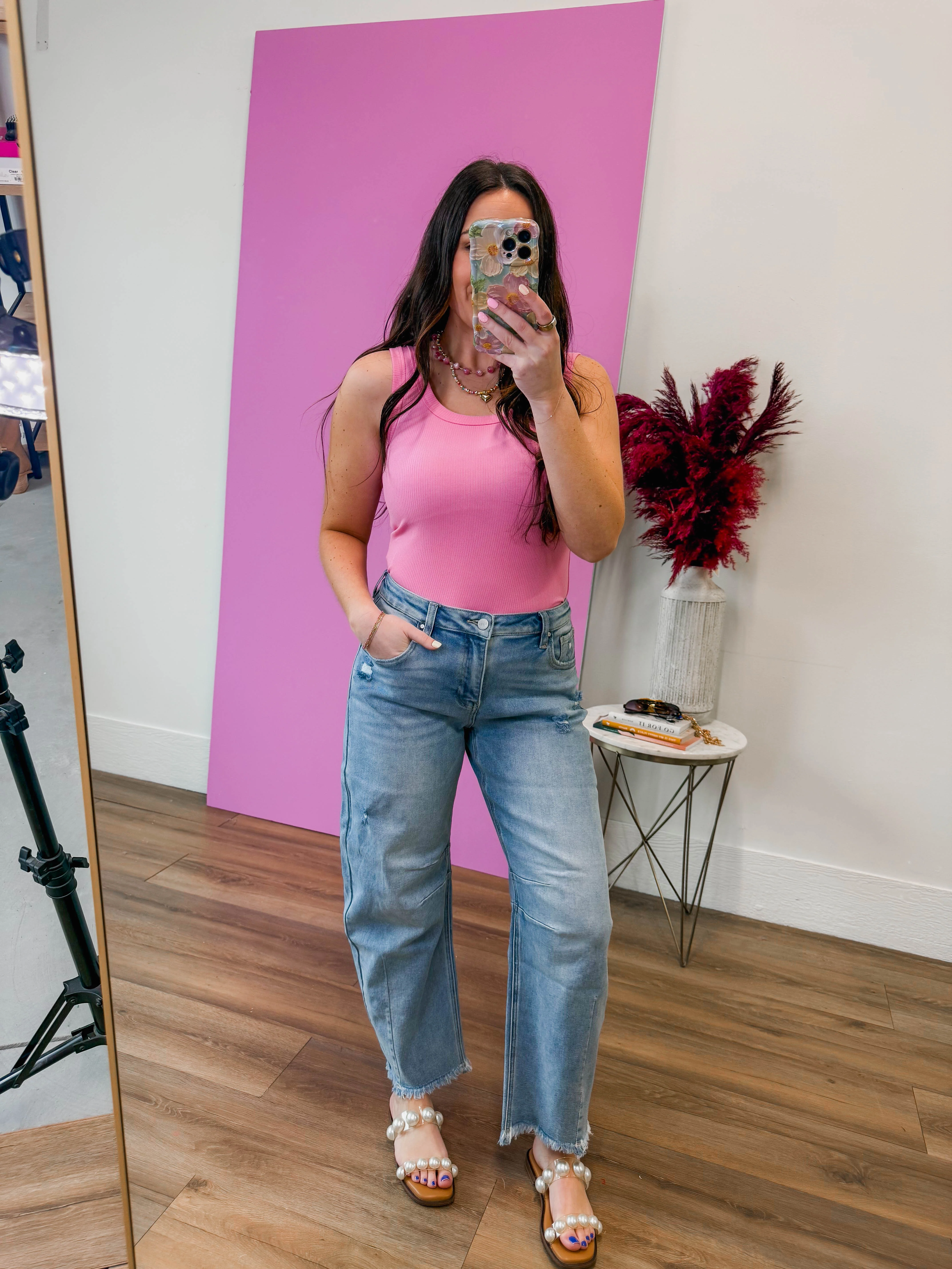 True Staple Ribbed Tank-Bubblegum - Image 2