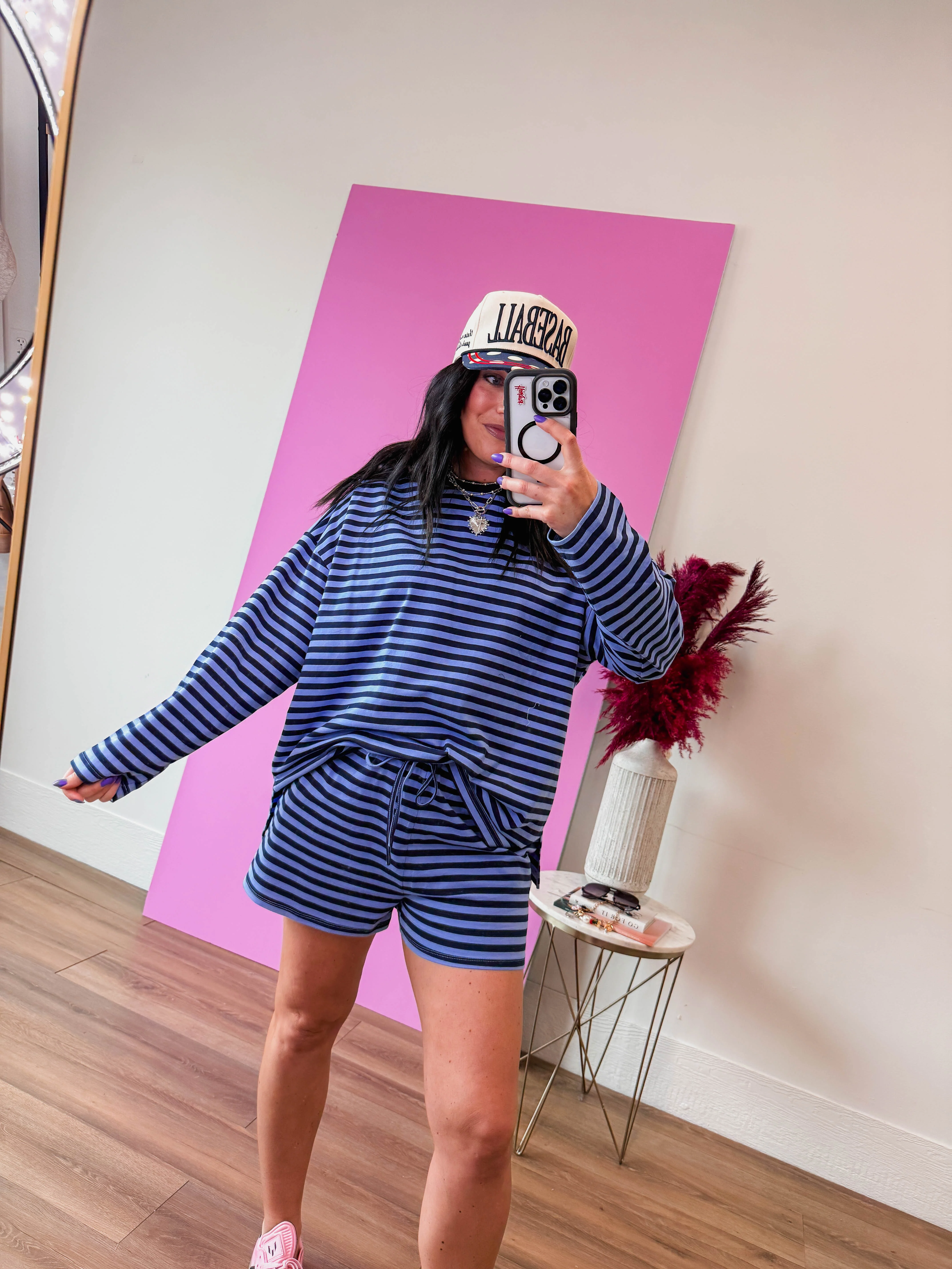 Unwind Striped Long Sleeve-Blue/Navy - Image 4