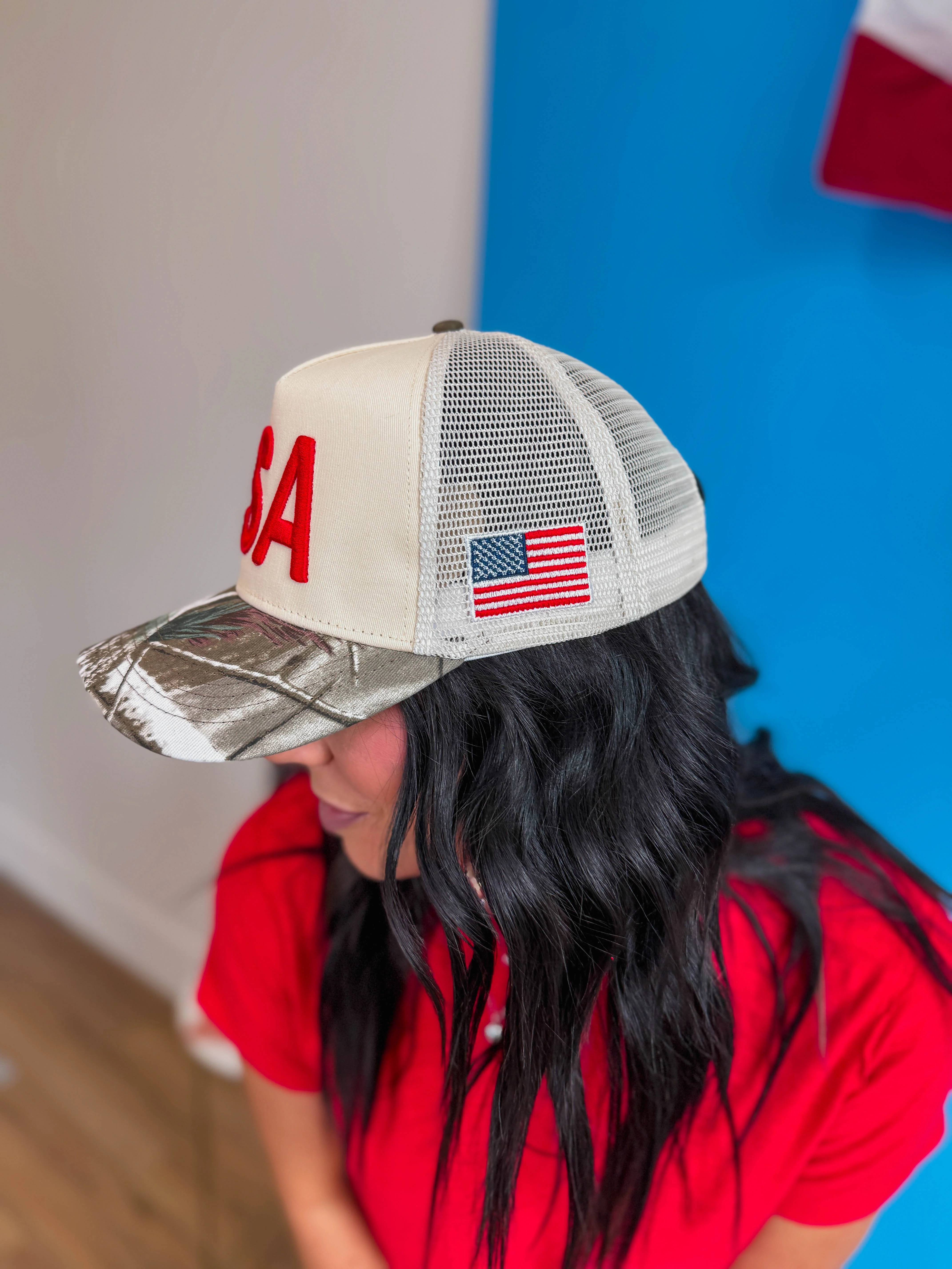 USA Camo Vintage Trucker Hat - Image 2