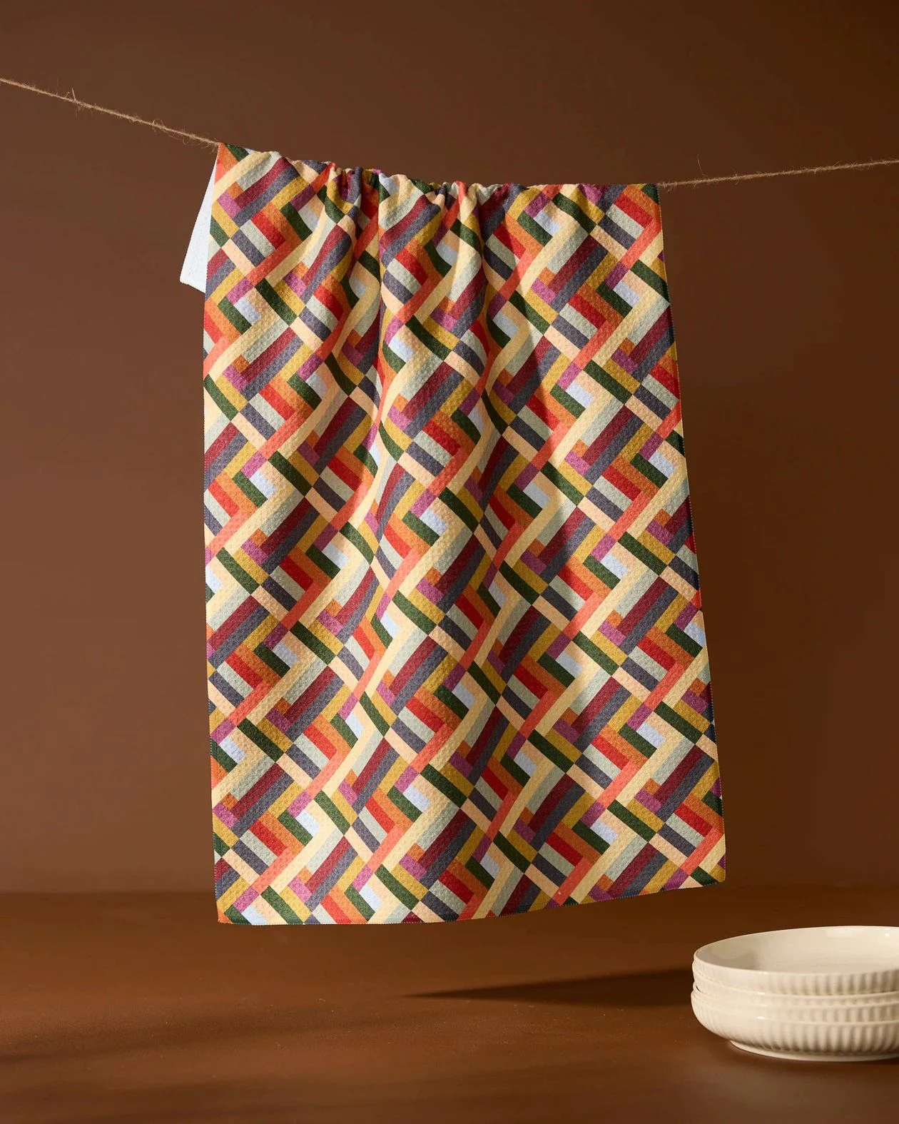 Vivid Cascade Tea Towel-Geometry