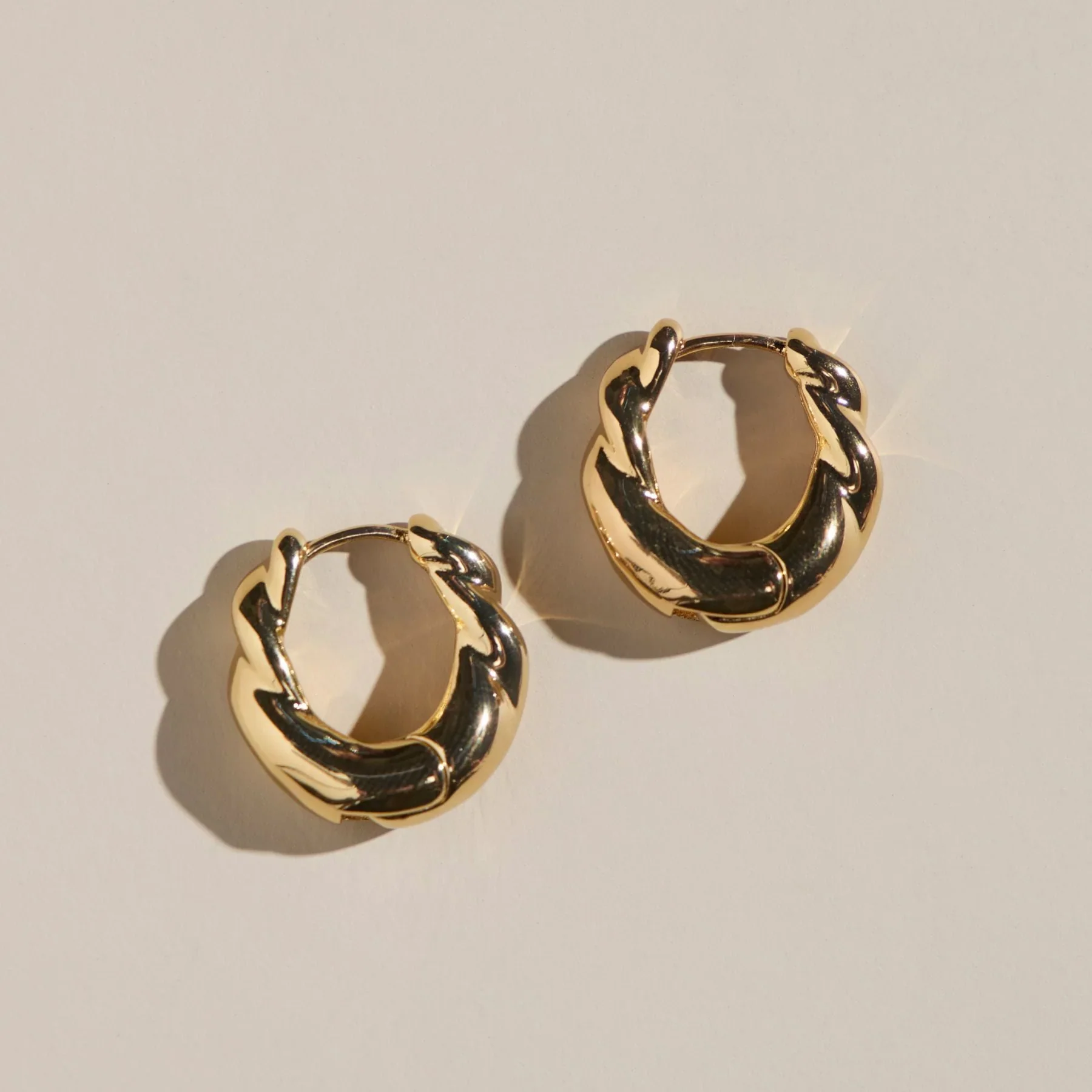 Wide Twist Hoops-Gold - Nickel & Suede - Image 3