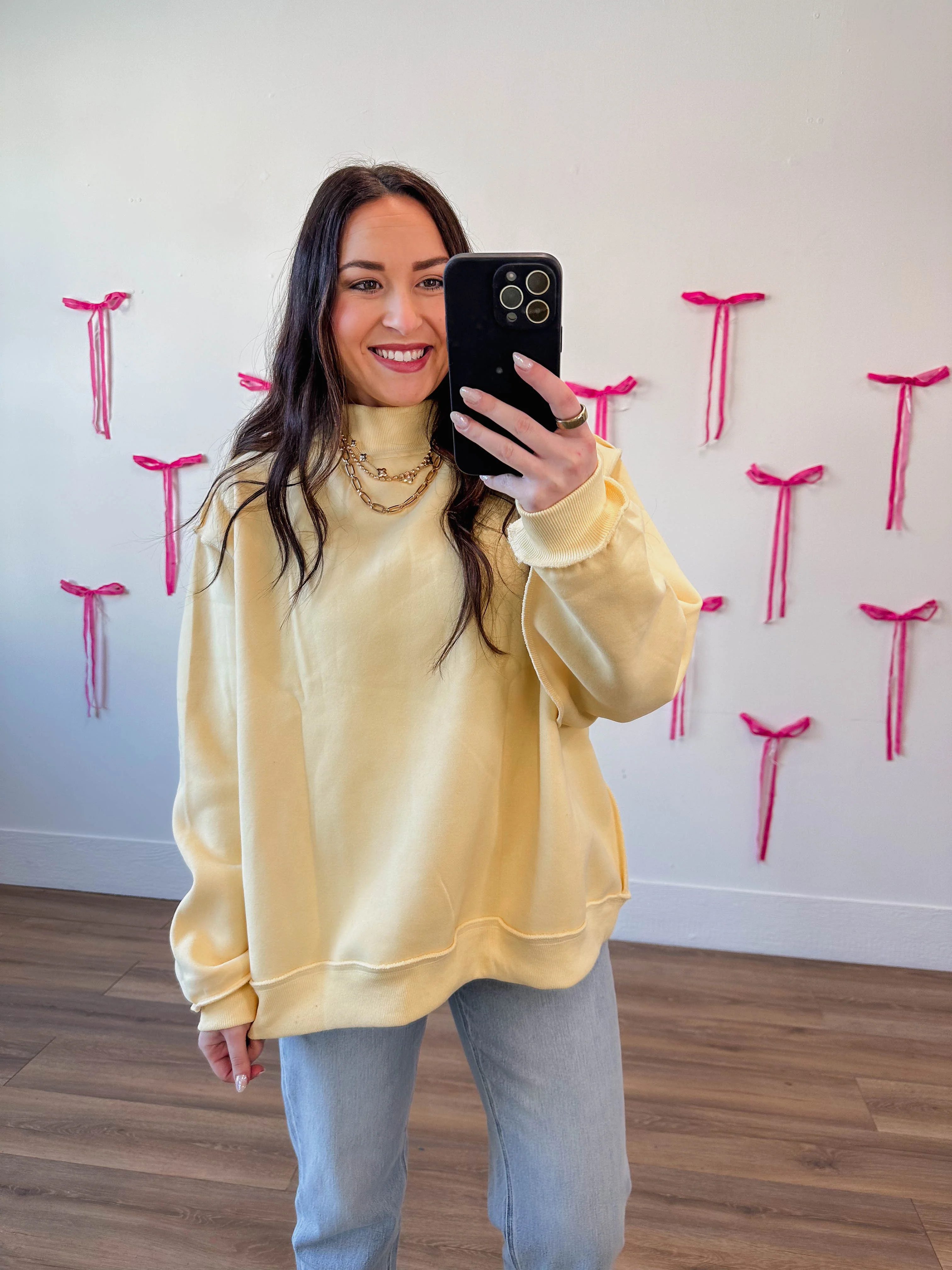 Winnie Mock Neck Sweatshirt-Yellow - Image 12