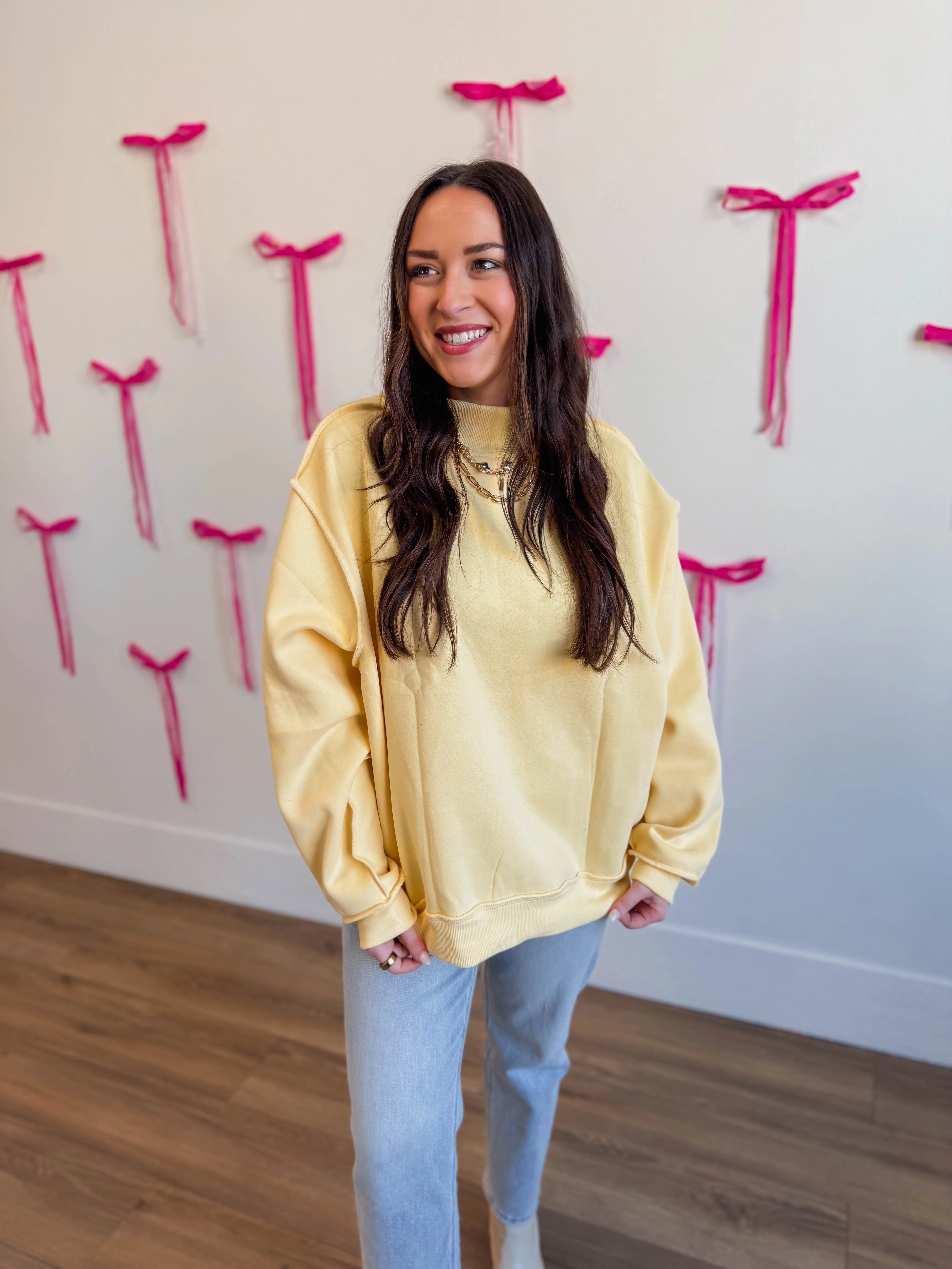 Winnie Mock Neck Sweatshirt-Yellow - Image 13